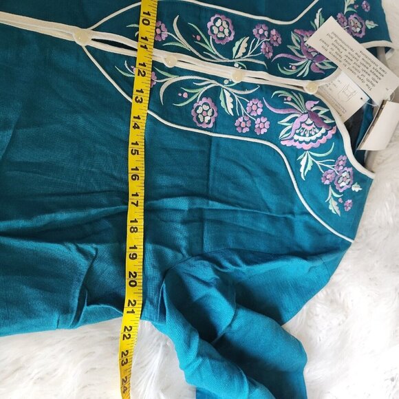 Bob Mackie Wearable Art Jacket Women's L Linen Rayon Floral‎ Embroidery NWT QVC - Picture 8 of 13